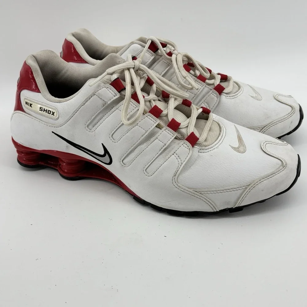 Nike Shox NZ Mens White‎ Red Black Running Shoes 378341-110 Size 12 UK11 EU46